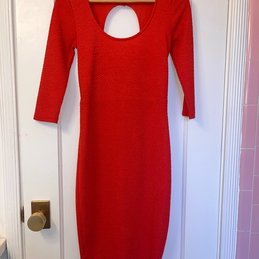 Silence + Noise Vibrant Red Long Sleeve Dress